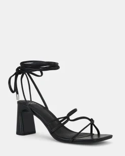 URAY BLACK Lace-Up Heels