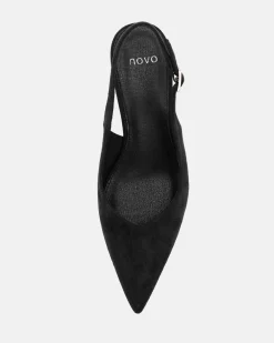 WOODROW Black Suede Wedge Heels