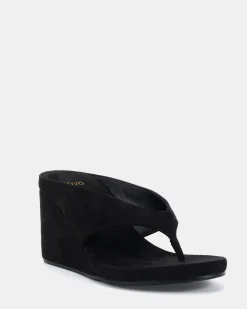 YOASOBI Black Suede Wedge Heels