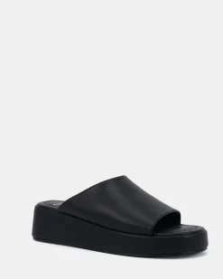YOGA Black Smooth Wedge Heels