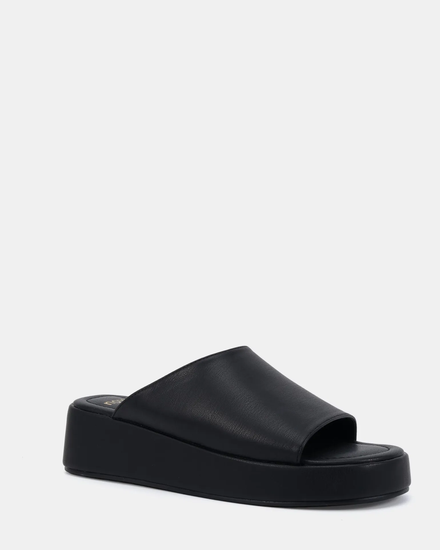YOGA Black Smooth Wedge Heels