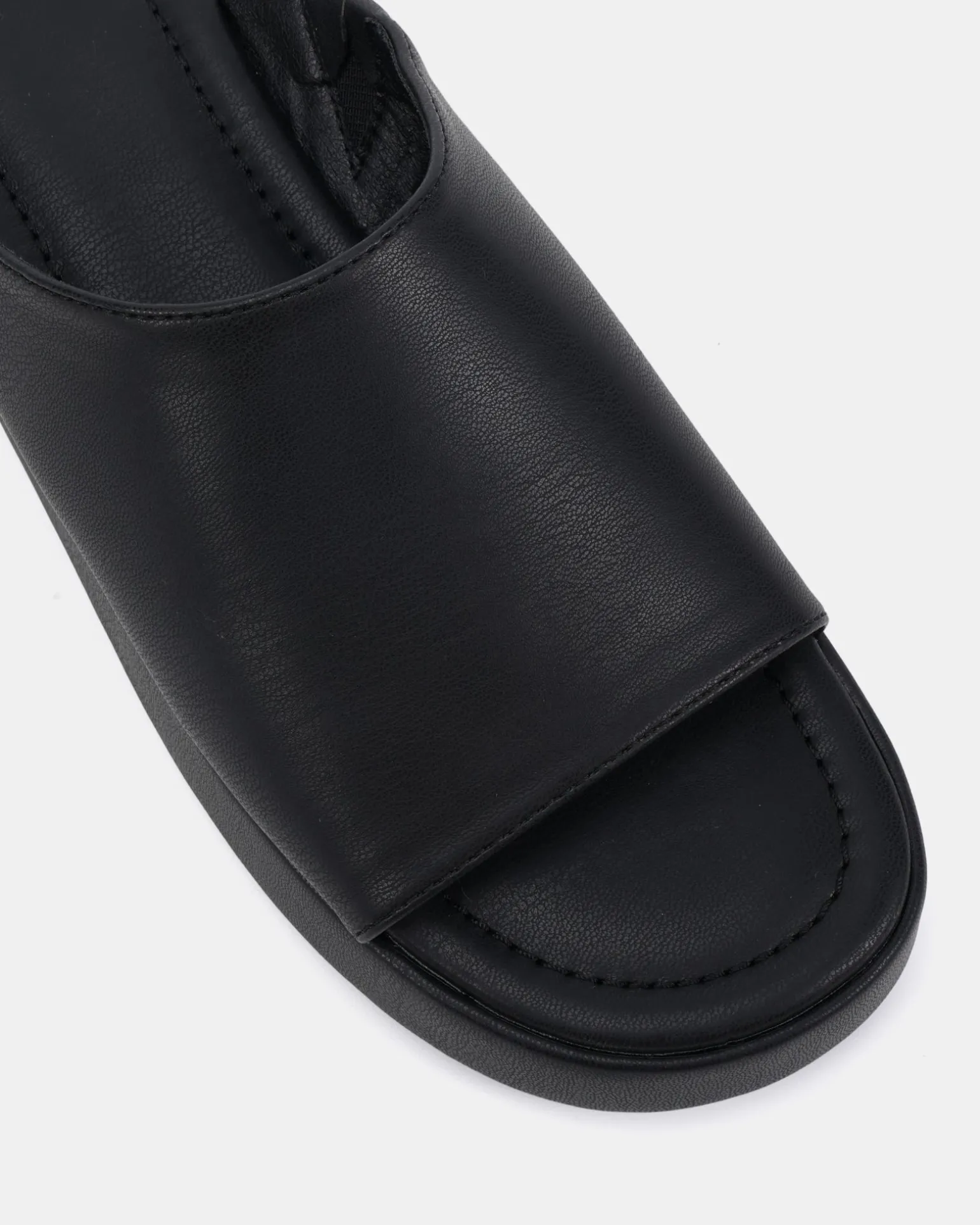 YOGA Black Smooth Wedge Heels