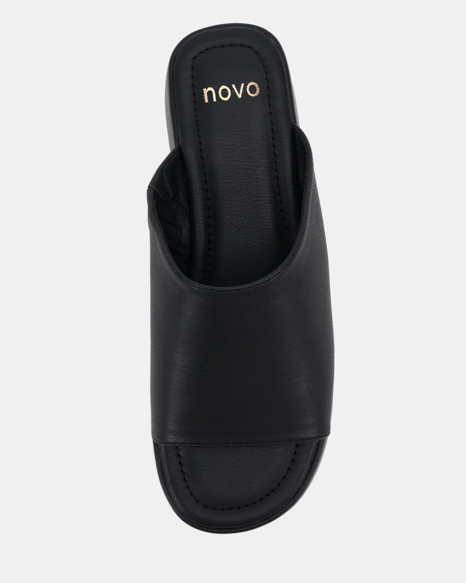 YOGA Black Smooth Wedge Heels