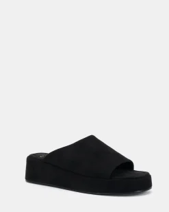 YOGA Black Suede Wedge Heels