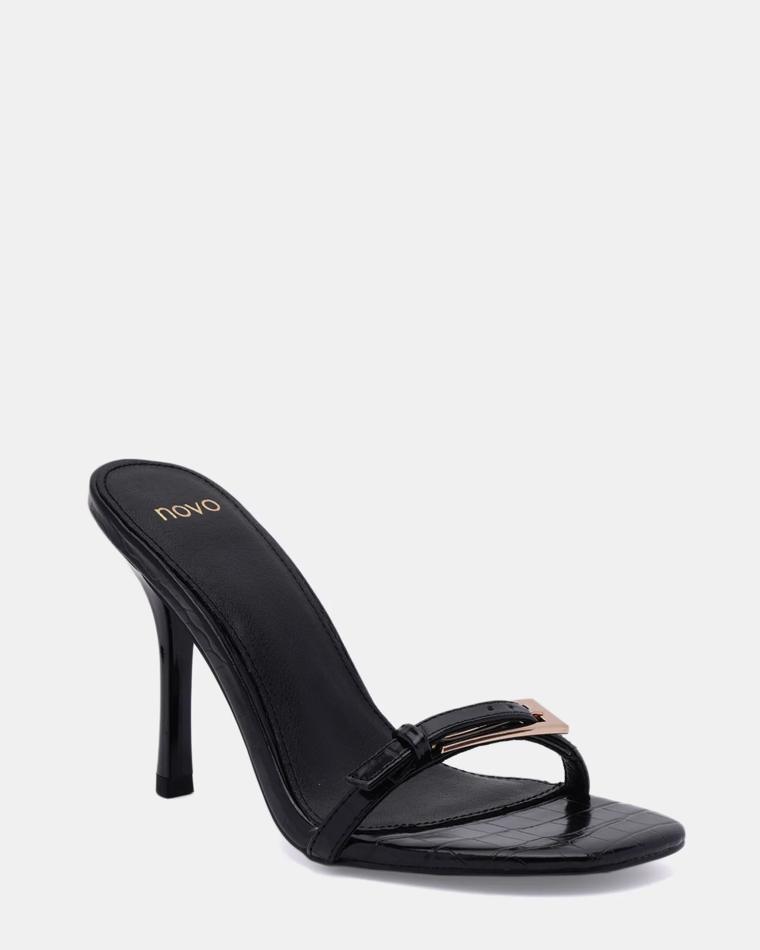 ZABLAZE Black Croc Mules