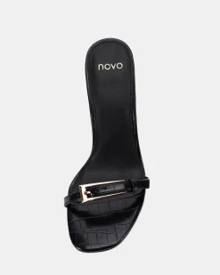ZABLAZE Black Croc Mules