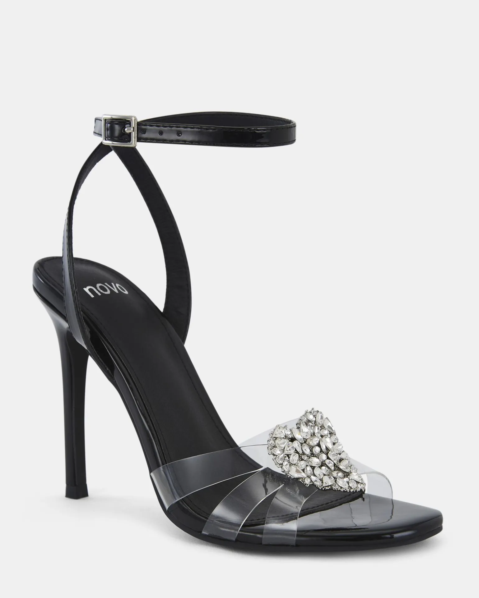 ZAMORE BLACK Open Toe Heels
