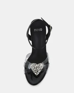 ZAMORE BLACK Open Toe Heels