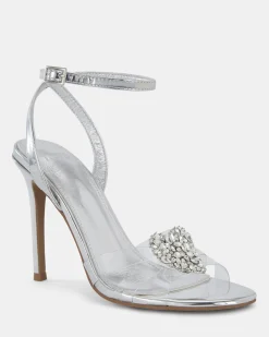 ZAMORE SILVER Open Toe Heels