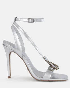 ZATHENA SILVER Open Toe Heels