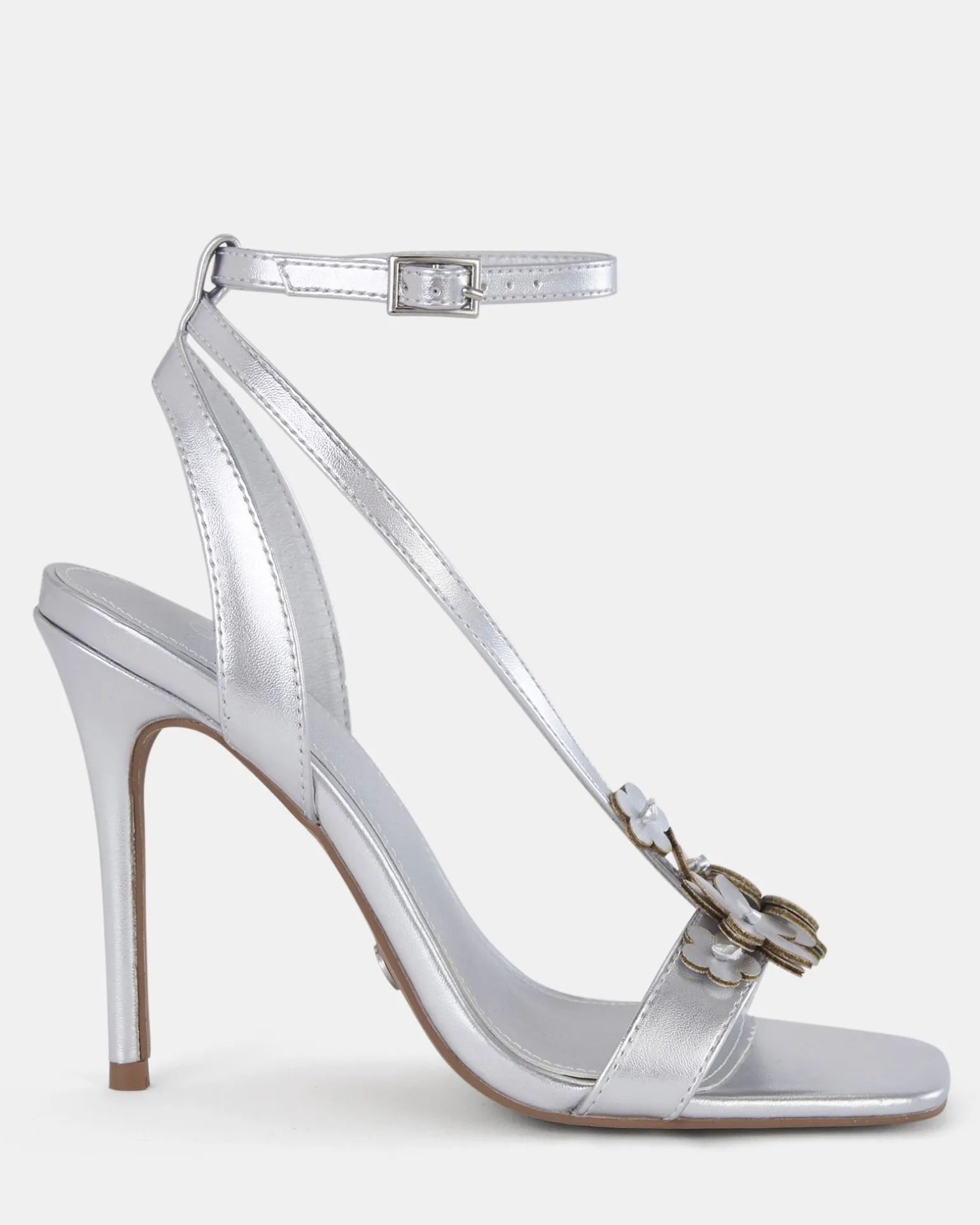 ZATHENA SILVER Open Toe Heels