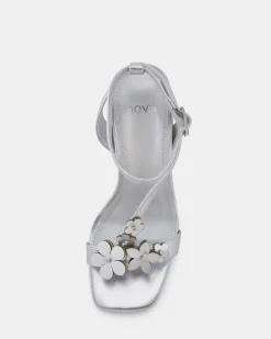 ZATHENA SILVER Open Toe Heels
