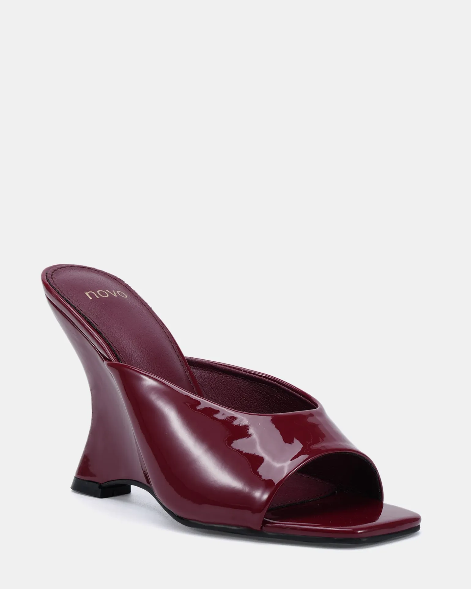 ZAYLEY DEEP RED PATENT Open Toe Heels