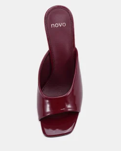 ZAYLEY DEEP RED PATENT Open Toe Heels