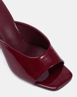 ZAYLEY DEEP RED PATENT Open Toe Heels