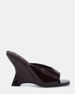 ZAYLEY ESPRESSO PATENT Open Toe Heels