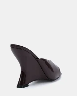 ZAYLEY ESPRESSO PATENT Open Toe Heels
