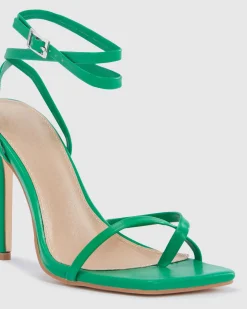 ZEREK GREEN Open Toe Heels