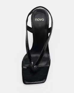 ZIELONA BLACK CRINKLE PATENT High Heels