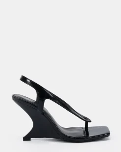 ZIELONA BLACK CRINKLE PATENT High Heels