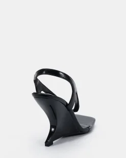 ZIELONA BLACK CRINKLE PATENT High Heels