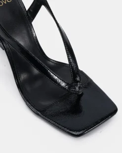 ZIELONA BLACK CRINKLE PATENT High Heels