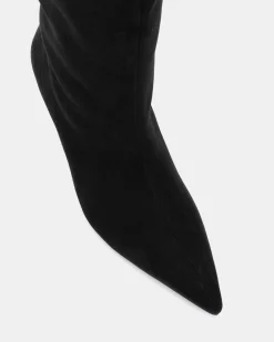 ZIRCON Black Suede Long Boots