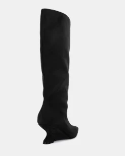 ZIRCON Black Suede Long Boots