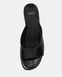ZORI Black Patent Mules